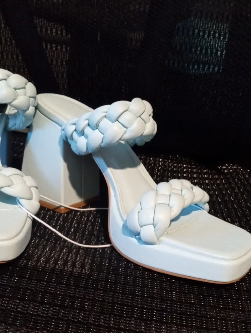 Forever 21 Pale Blue Braided Double-Strap Block Heel Sandals - Picture 7 of 15